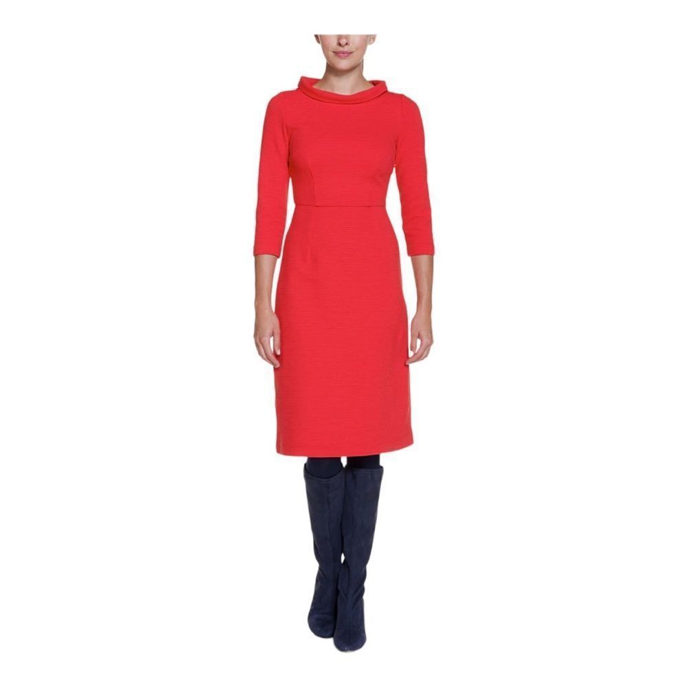 Boden Red Long Sleeve Knee-Length Sheath Dress